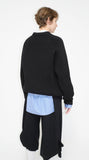 SALE!<BR>CristaSeya クリスタセヤ<br>" RAGLAN 3YARNS MAXI SWEATER BLACK<BR>  " ラグランセーター "<br>【20EN】【MEN'S/WOMEN'S】