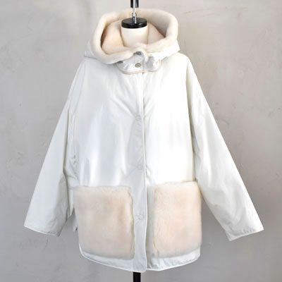 SALE！_<br>KARL DONOGHUE カールドノフュー<BR>COMPACT COTTON PADDED JACKET<BR>&REVERSIBLE HOOD WITH COTTON CASHMERE LAMBSKIN<BR>コンパクトパディットジャケット<br>＆リバーシブルフードウィズ<br>コットンカシミアラムスキン<BR>【WOMEN'S】