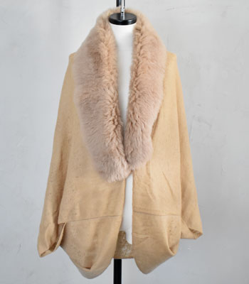 SALE！_<br>KARL DONOGHUE カールドノヒュー<BR>DOUBLE FELTED CASHMERE SHRUG WITH CASHMERE LAMSKIN<BR>ダブルフェルテッドカシミアシュラッグ＜<BR>ウィズカシミアラムスキン【WOMEN'S】