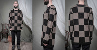 SALE！_<br>Aleksandr Manamis アレクサンダーマナミ<BR>パネルチェックセーター<br>【2231051】【MEN'S】