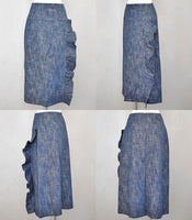 SALE!<BR>23ss<br>SARA LANZI / サラ ランツィ<br>" SKIRT WITH FLOUNCE " フリルスカート  <br>【02B DENIM】【WOMEN'S】