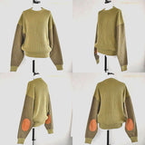 23ss<BR>CristaSeya クリスタセヤ<br>"  COTTON SWEATER WITH LEATHER PATCH<br> エルボーレザーパッチセーター【09PV-CO】<BR>【WOMEN'S】