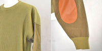 23ss<BR>CristaSeya クリスタセヤ<br>"  COTTON SWEATER WITH LEATHER PATCH<br> エルボーレザーパッチセーター【09PV-CO】<BR>【WOMEN'S】