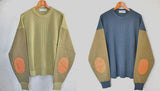 23ss<BR>CristaSeya クリスタセヤ<br>"  COTTON SWEATER WITH LEATHER PATCH<br> エルボーレザーパッチセーター【09PV-CO】<BR>【WOMEN'S】