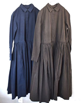 24AW_<BR>CASEY CASEY / ケイシーケイシー <br>HELAYANE ROUCHE DRESS - OVERDYED PAPER COT <BR> オーバーダイコットンドレス<BR>【23FR509】【WOMEN'S】