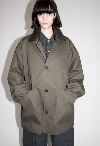 25AW<BR>CristaSeya クリスタセヤ<br>" JAPANESECOTTON OVERSIZED<BR> BLOUSON WITH LEATHERPATCH " <br>レザーパッチオーバーサイズドブルゾン<BR>【07KA-25】【MEN'S/WOMEN'S】