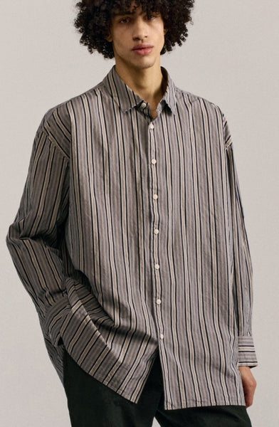 25AW<BR>CASEY CASEY<BR> ケイシーケイシー<br>" HAMNET SHIRT " <br>ロングスリーブストライプシャツ<BR>【25HC302-PAPER COT】【MEN'S】