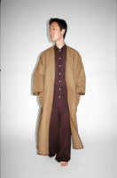 SALE !<BR>CristaSeya クリスタセヤ<br>" COLLARLESS COAT WITH LEATHER PIPING " <br>レザーパイピングカラーレスコート<BR>【13VD-WL】【MEN'S/WOMEN'S】