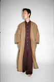 24ss<BR>CristaSeya クリスタセヤ<br>" COLLARLESS COAT WITH LEATHER PIPING " <br>レザーパイピングカラーレスコート<BR>【13VD-WL】【MEN'S/WOMEN'S】