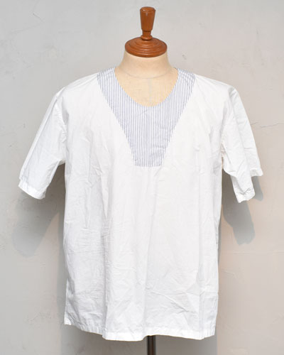 bergfabel / バーグファベル<BR>T-shirt  WHITE/Ｄ.STRIPE<BR> プルオーバーハーフスリーブシャツ<BR>【BFMSH47】【MEN’S】　
