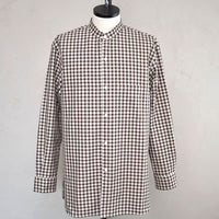 CristaSeya クリスタセヤ<br>"CLAUDINE COLLAR SHIRT"<BR> BROWN CHECK<br>マオカラーシャツ<BR>【05SH-FL】【MEN'S】